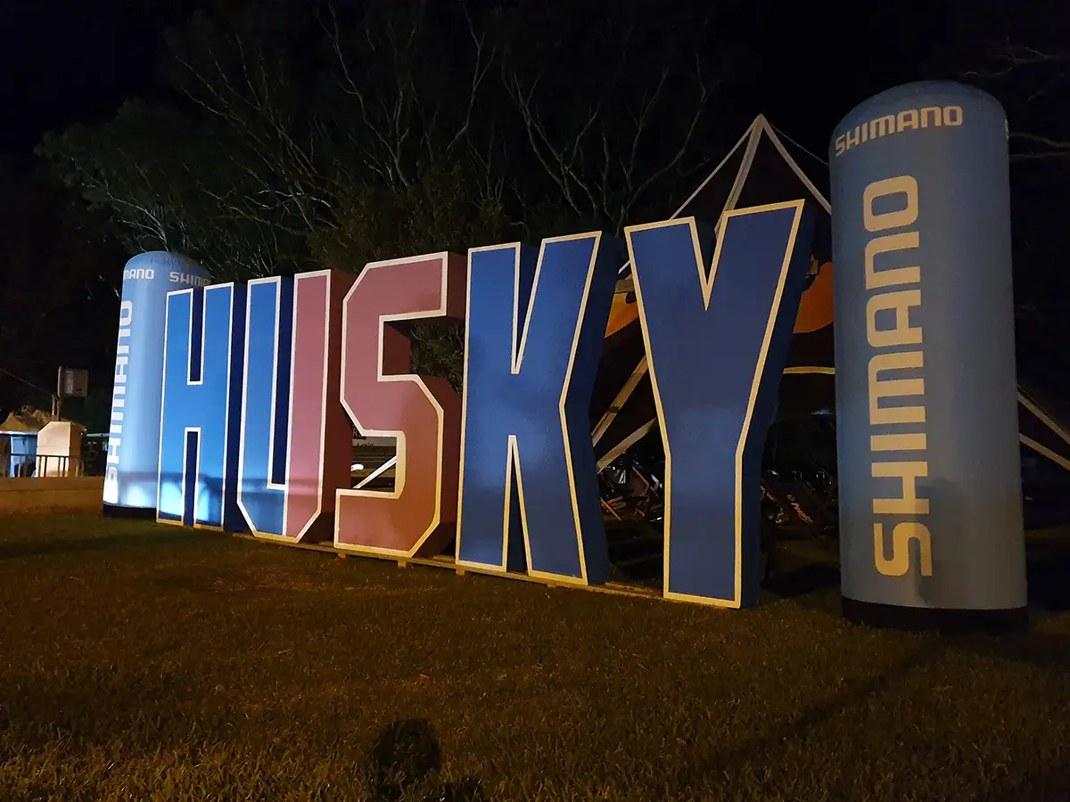 Shimano Husky Triathlon Festival night sign